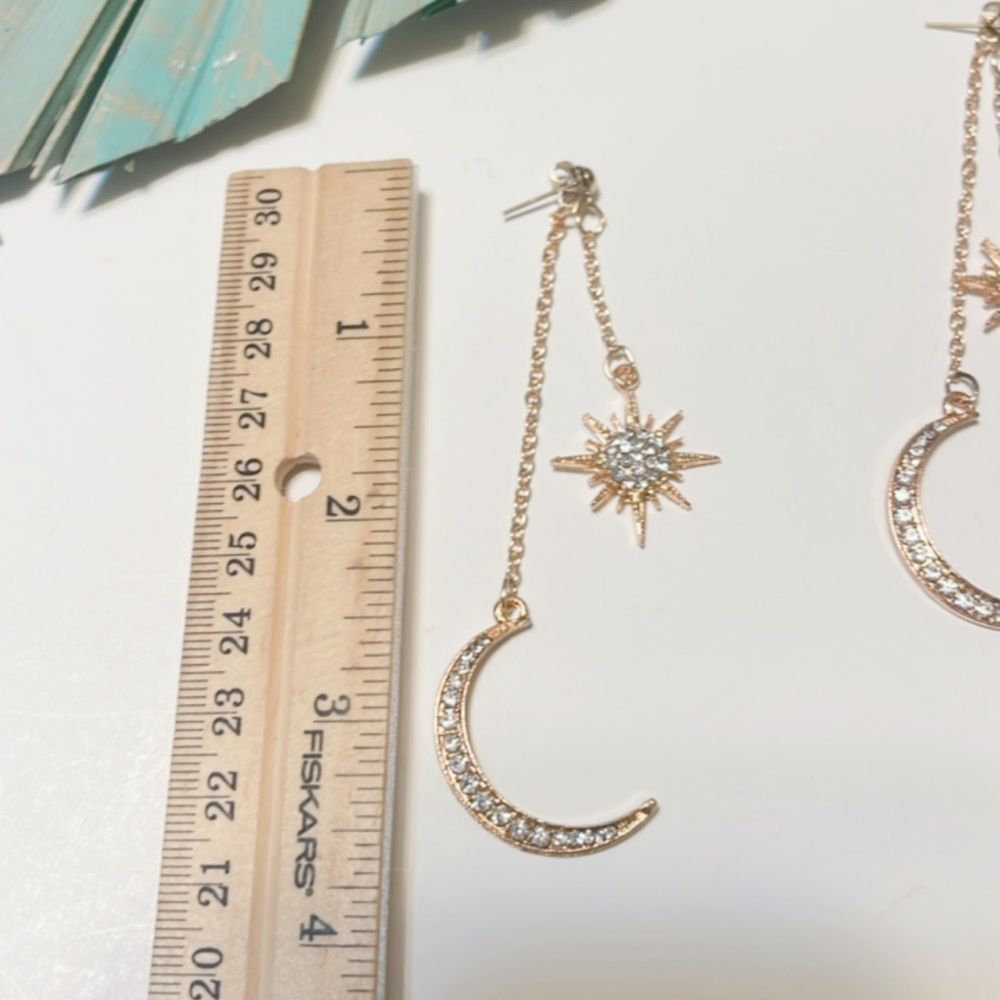 Moon drop earrings in gold #477 - Picture 6 of 7